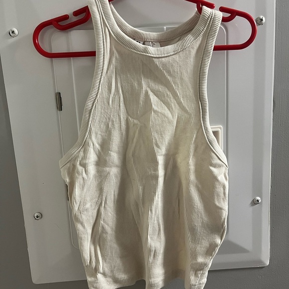 Cream Crop Ribbed Tank Top - Picture 1 of 1